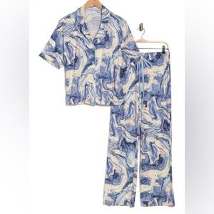 PJ Salvage Women’s Marble Blue Pajama Set